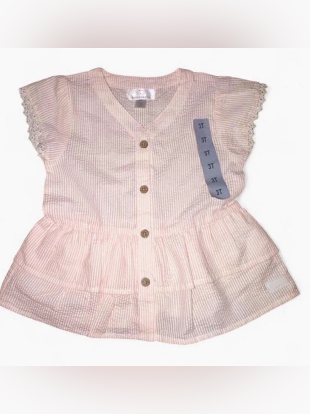 Koala Kids Light Pink Button-Front Peplum Blouse 3T